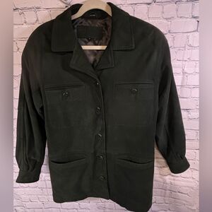 VINTAGE Kara George 1980’s Forest Green Brushed Leather Western Barn Jacket S